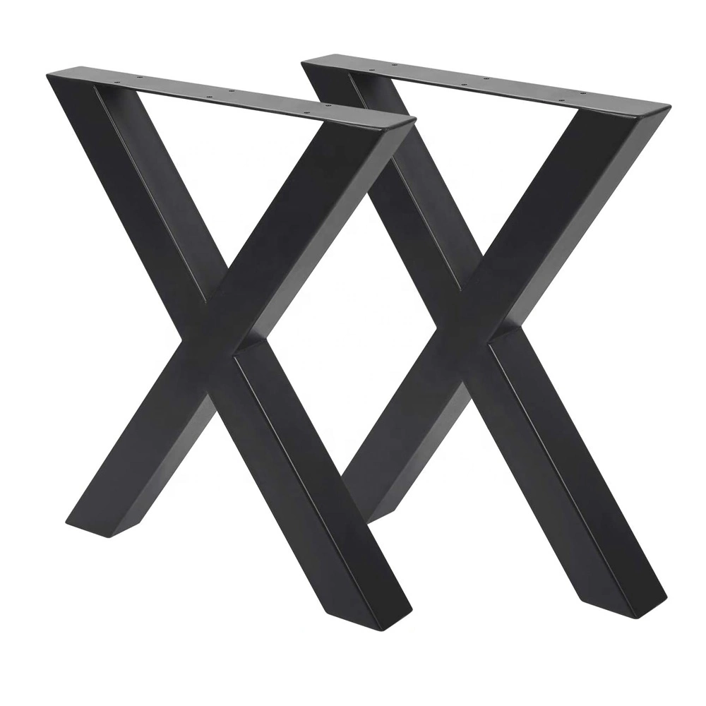 X-Shape Trestles Metal Dining Coffee Table Legs Office Furniture Legs Cast Iron Wooden Bench Outdoor Anti Rust Black Frame Legs for Console Table DIY Parks Feet