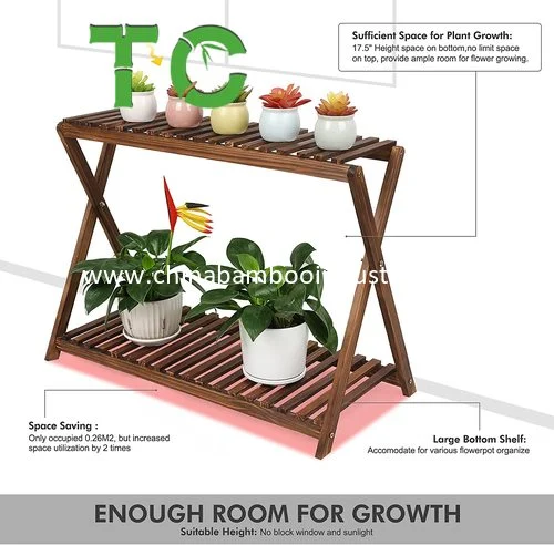 Wholesale Foldable Bamboo Flower Stand Wood Shoe Shelf Plant Stand